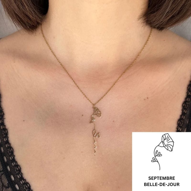 Collier avec Nom & Fleur de Naissance