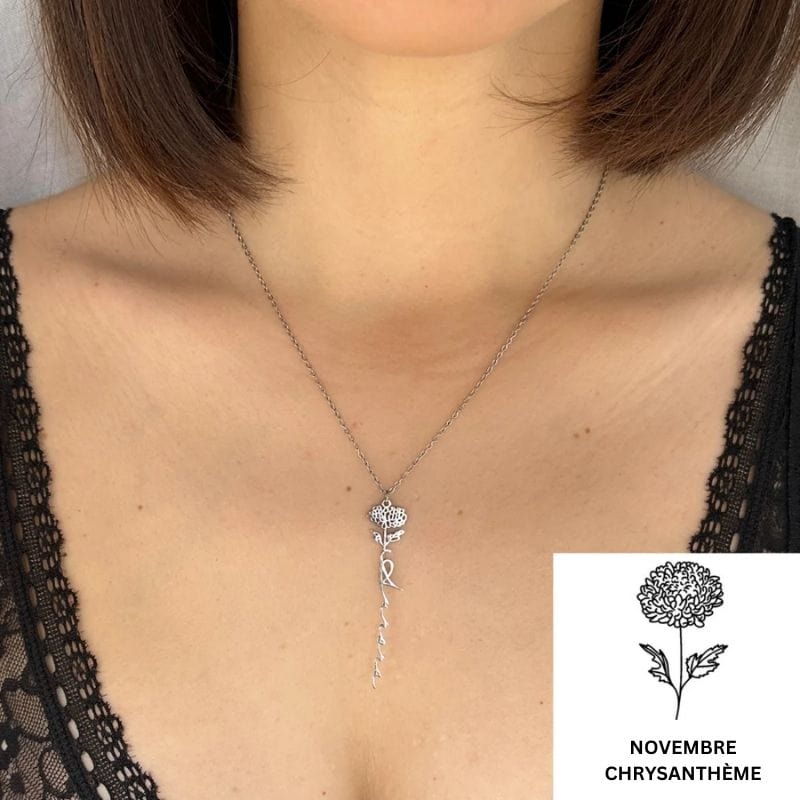 Collier avec Nom & Fleur de Naissance